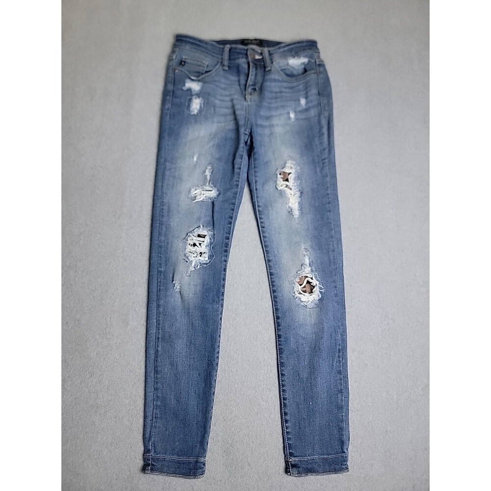 Judy Blue Womens Jeans 5 27 28x28 Skinny Camo‎ Mid Rise Stretch Distressed